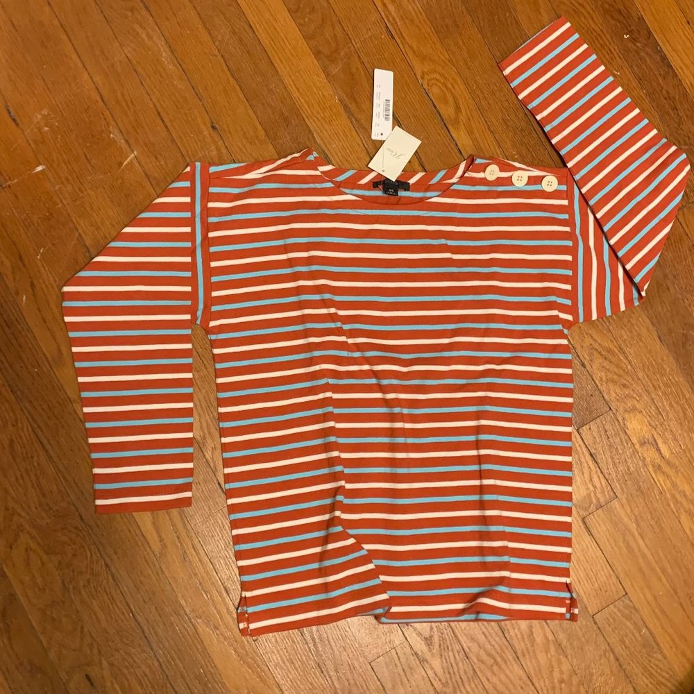 J Crew Boatneck top in striped Mariner cloth